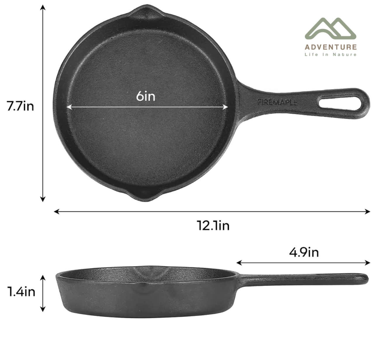 ماهیتابه چدنی فایرمپل مدل BLACK HAWK6