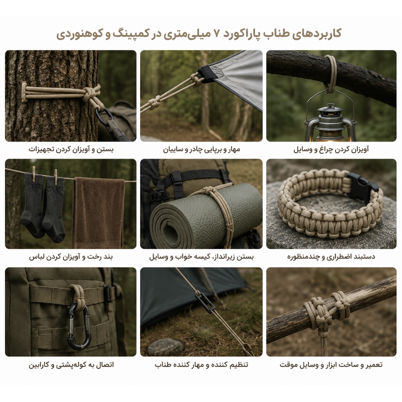طناب پاراکورد 7 میل خاکی (متری)